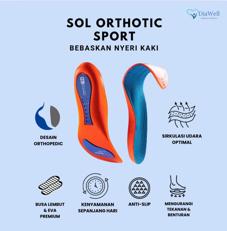 Diawell - Sol Sepatu Olahraga dan Harian Orthotic Sport Comfort (Oren Biru)